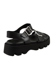 Product shot of the Monn Leather Sandal in colour Black (Black), from the back