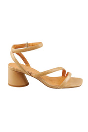 Product shot of the Petricia Leather Heel in colour Nude, from the front