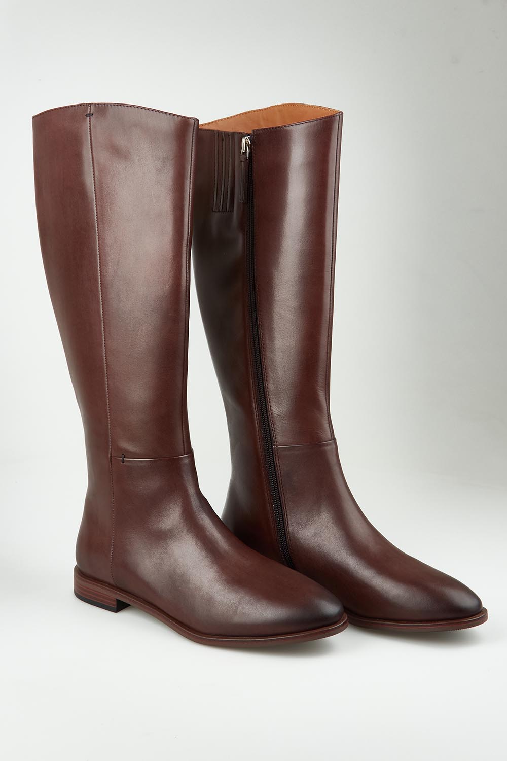 Pheodora Leather Knee Boot – Chestnut