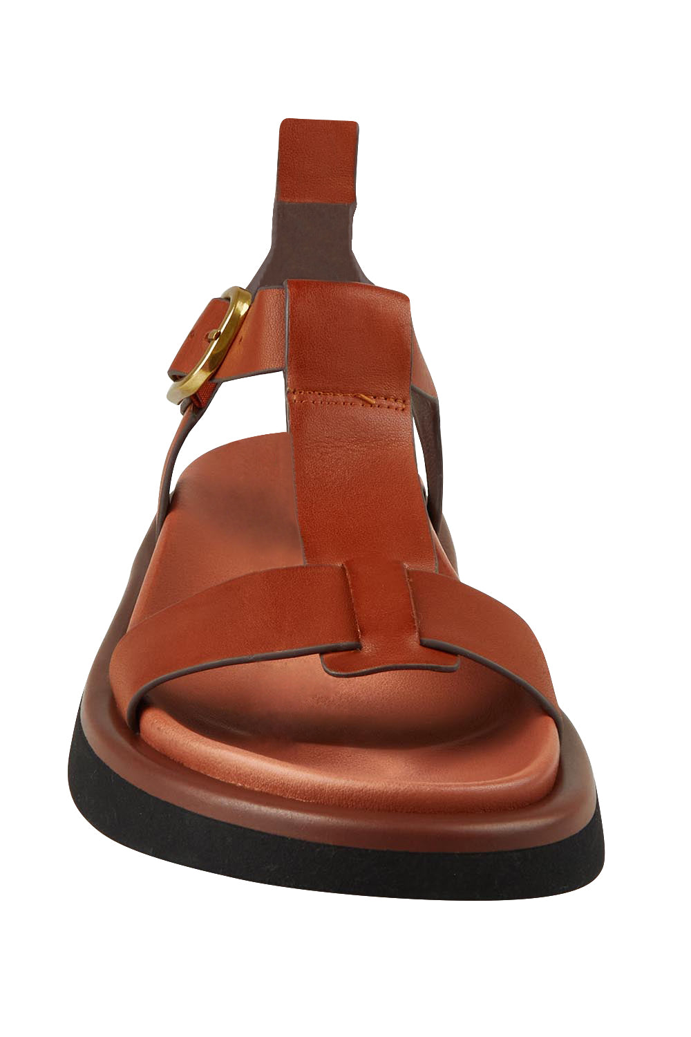 Product shot of the Slays Leather Sandal in colour Brandy, detail