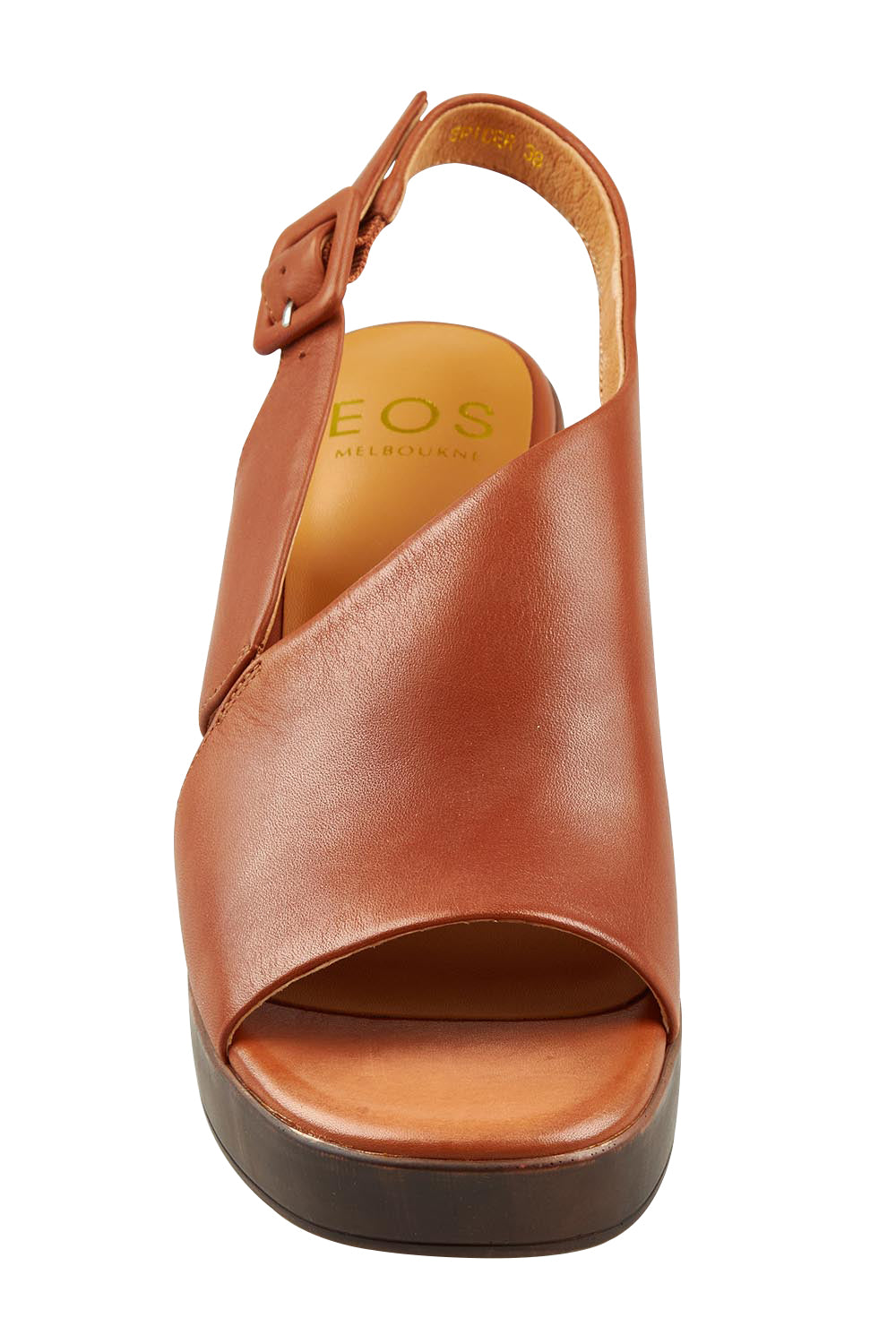 Product shot of the Spicer Leather Heel in colour Brandy, detail