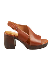 Product shot of the Spicer Leather Heel in colour Brandy, from the front