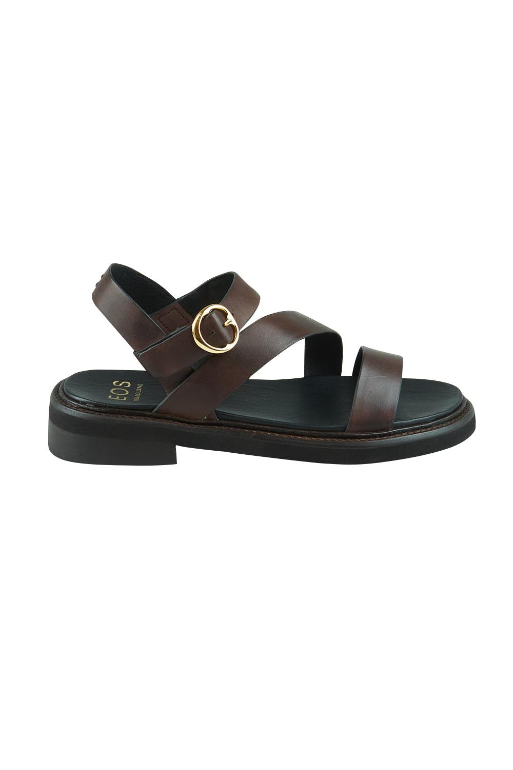 Product shot of the Starla Leather Flat in colour Chocolate, from the front