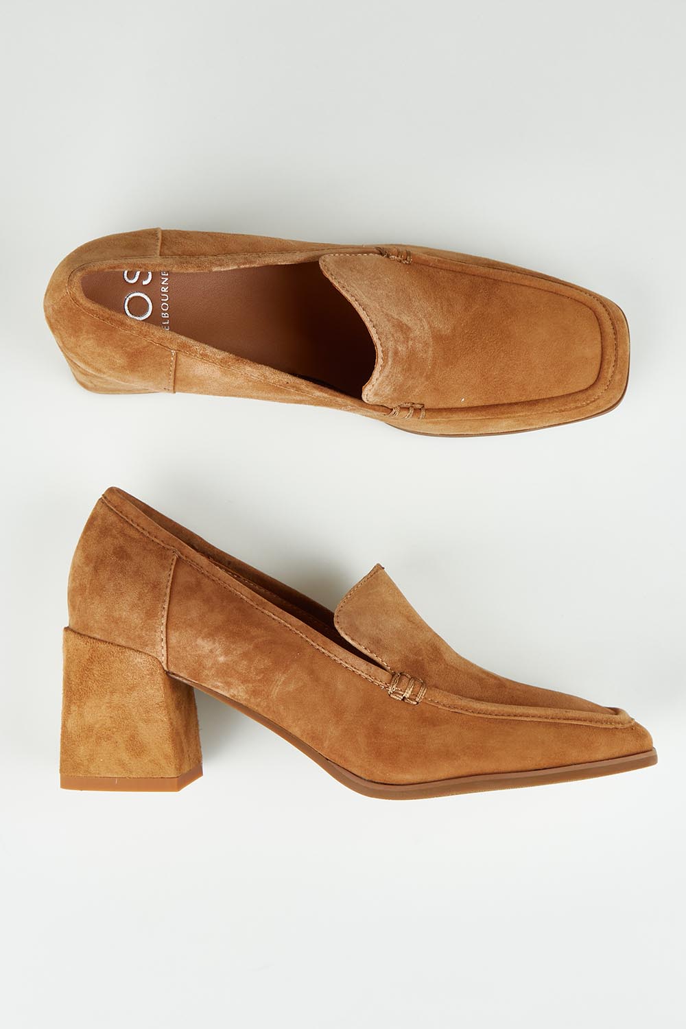 Verde Suede Heeled Loafer - Almondsued