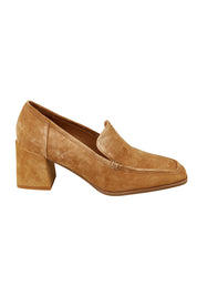 Verde Suede Heeled Loafer - Almondsued