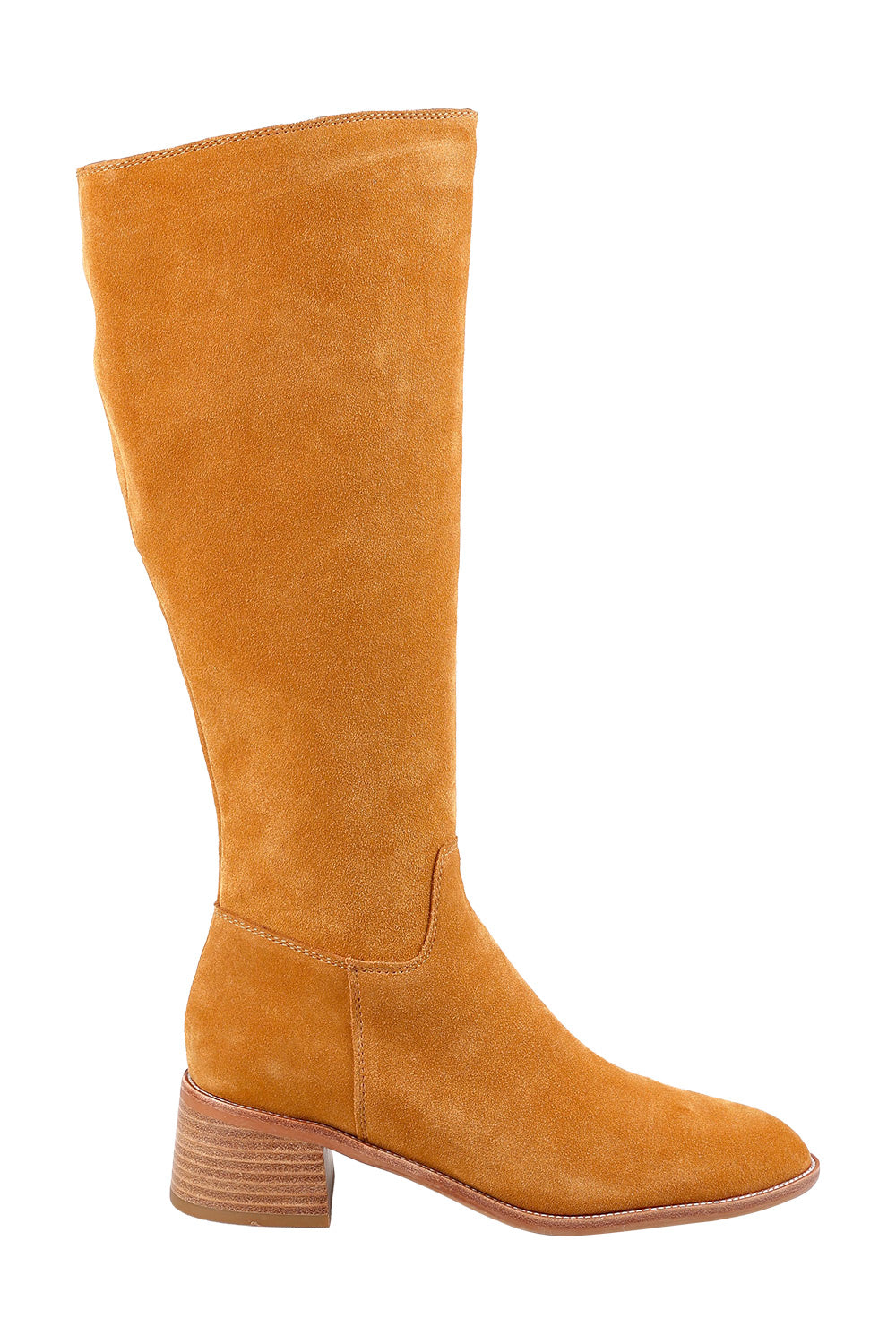 Product shot of the Wyoming Suede Leather Knee Boot in colour Camelsuede, from the front