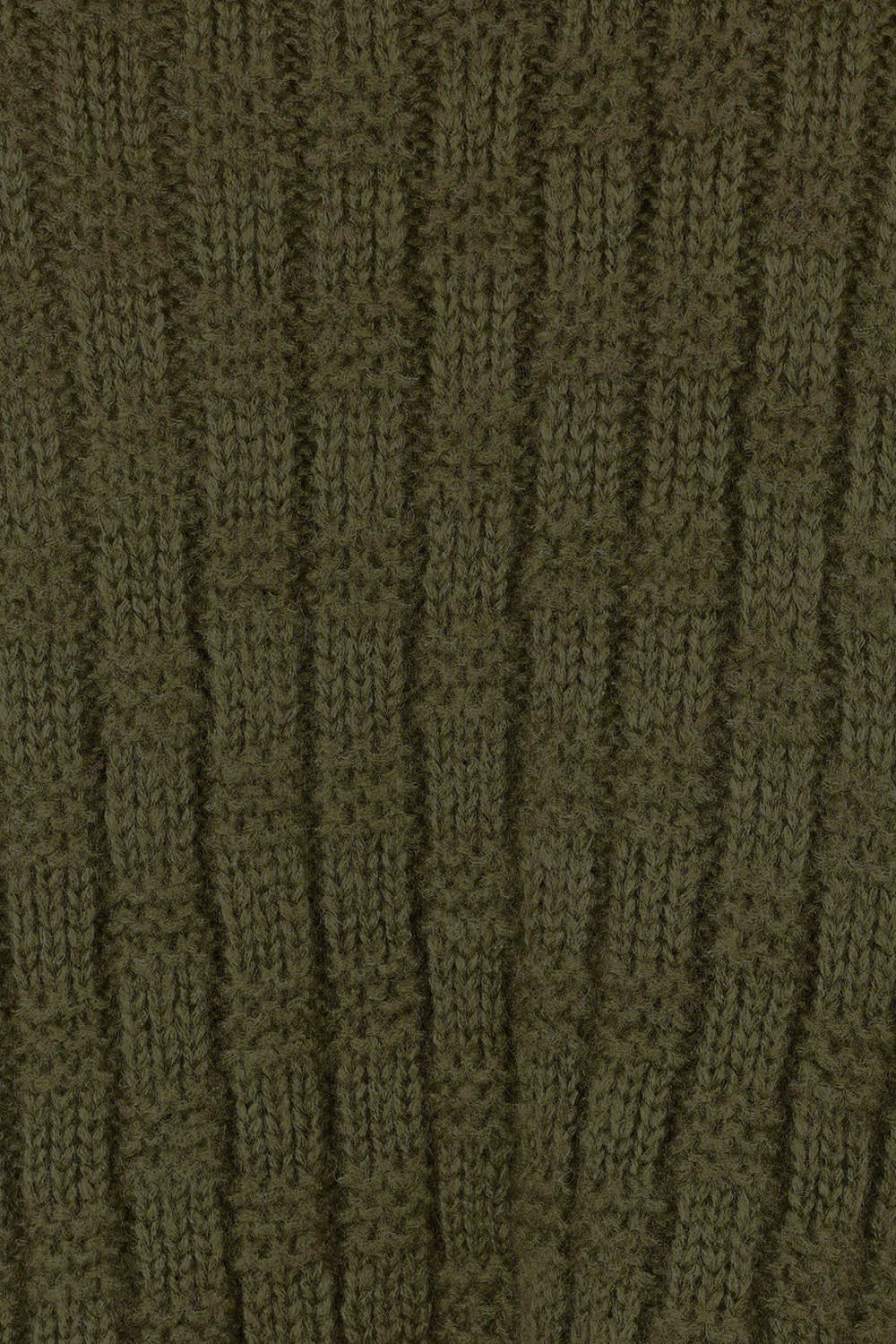 Product shot of the Knit V Neck Jumper in colour Olive (Green), detail