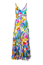 Product shot of the Melinda White Maxi Strappy Dress in colour White (Blue), from the front