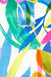 Product shot of the Melinda White Shift Short Sleeve Dress in colour White (Blue), detail