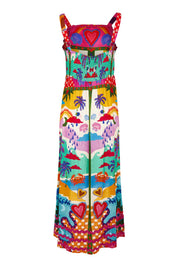 Product shot of the Briana Strappy Dress in colour Print, from the back