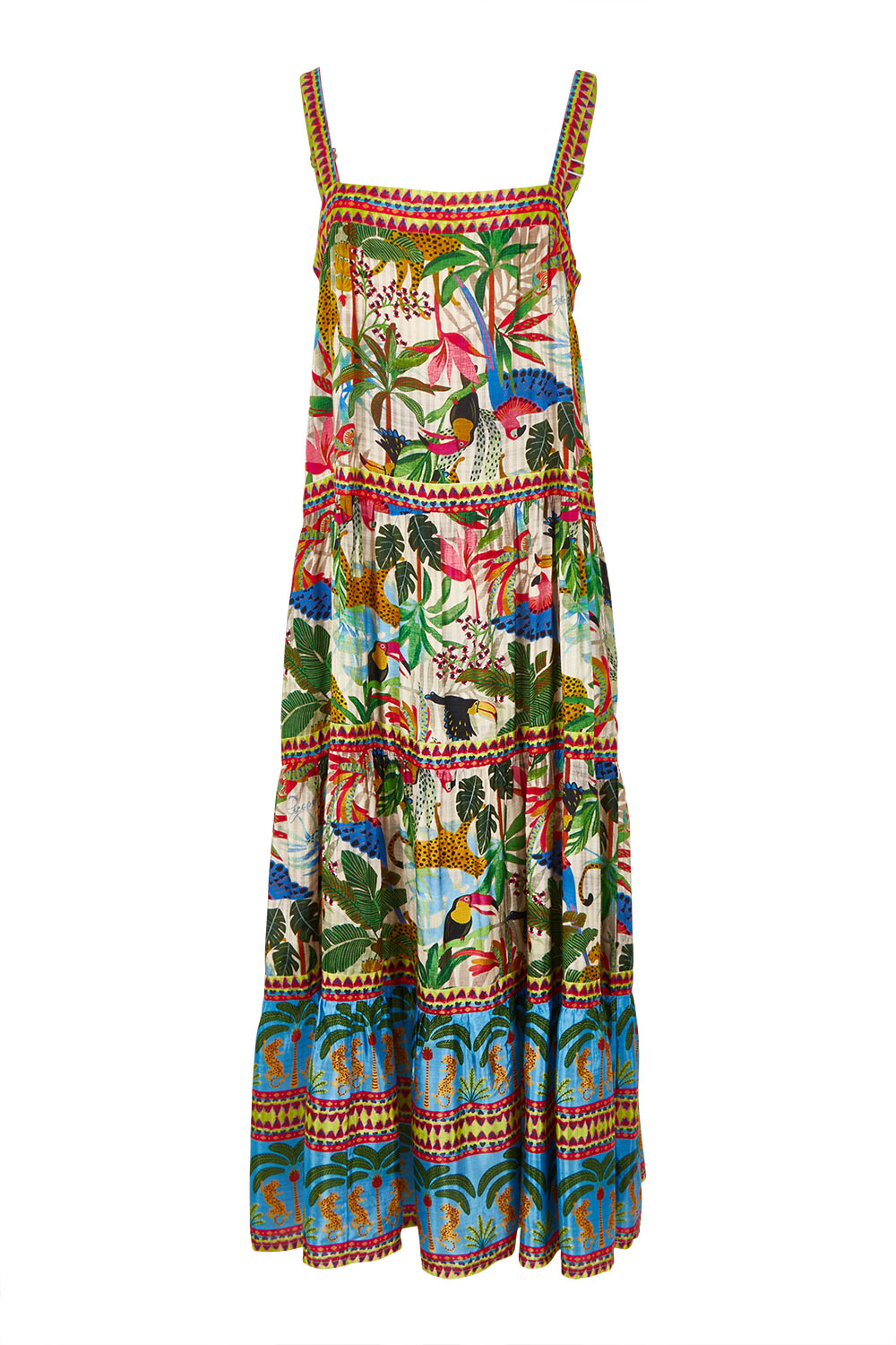 Product shot of the Dani Strappy Dress in colour Print, from the back