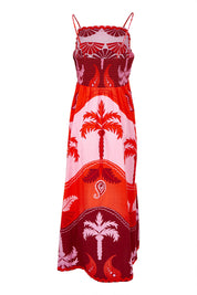 Product shot of the Celeste Orange Cotton Strappy Dress in colour Orange, from the back