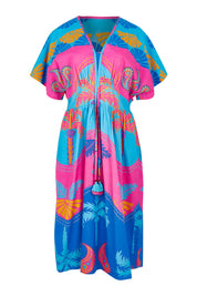 Product shot of the Celestial Blue Cotton Midi Dress in colour Blue, from the front
