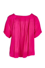 Product shot of the Lux Essentials Top in colour Fushia (Pink), from the back