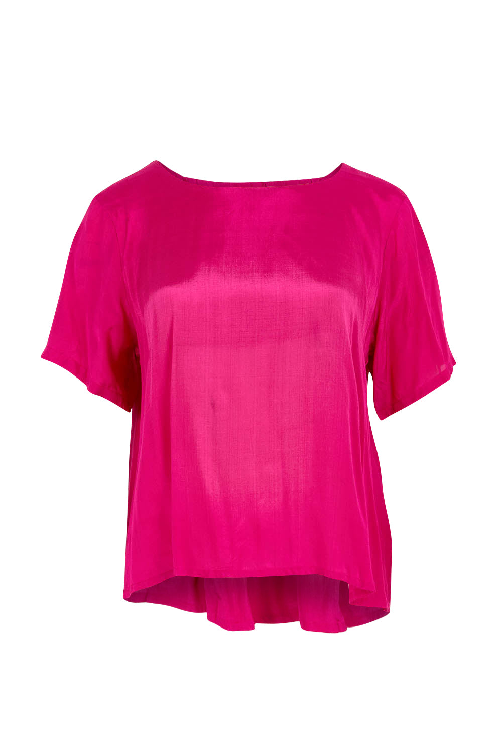 Product shot of the Lux Essentials Top in colour Fushia (Pink), from the front