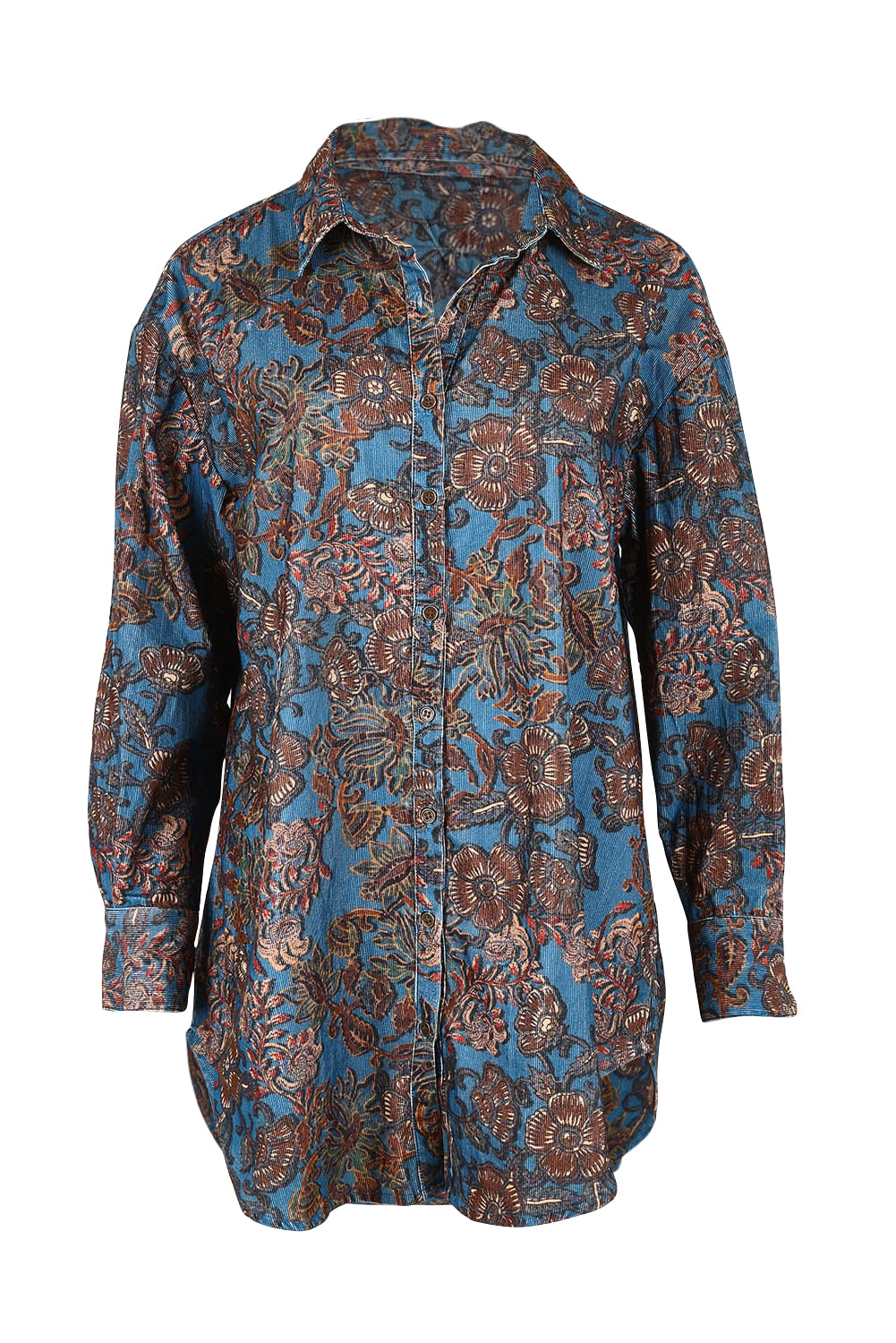 Product shot of the Iguazu Cotton Shirt in colour Iguazu (Blue), from the front