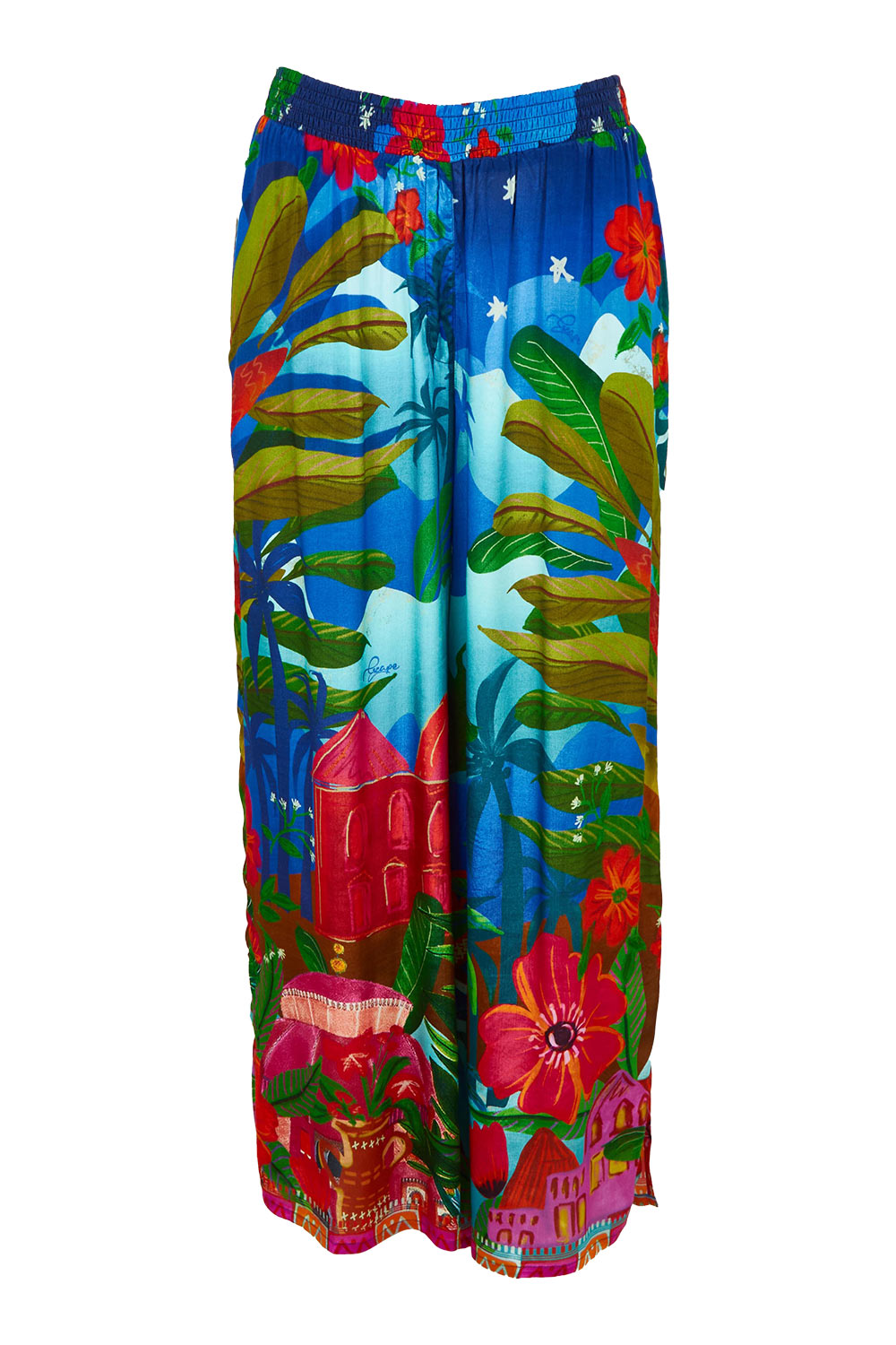 Product shot of the Arabian Nights Pants in colour Print, from the front