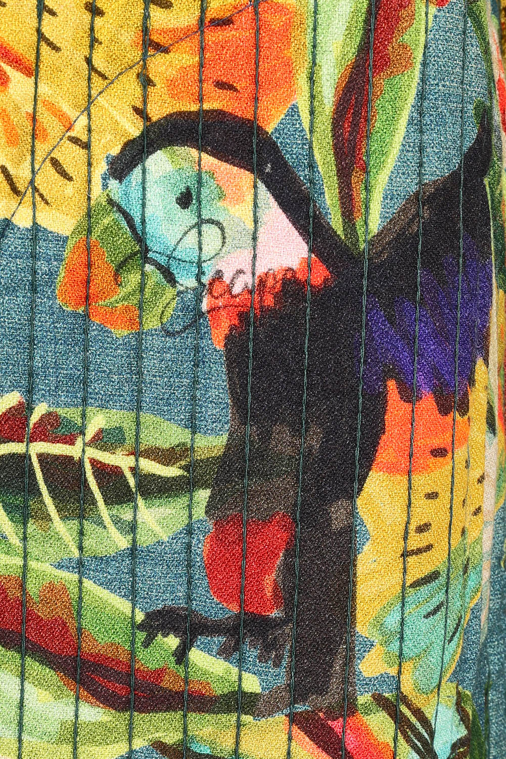 Product shot of the Galapagos Quilted Coat in colour Galapagos, detail