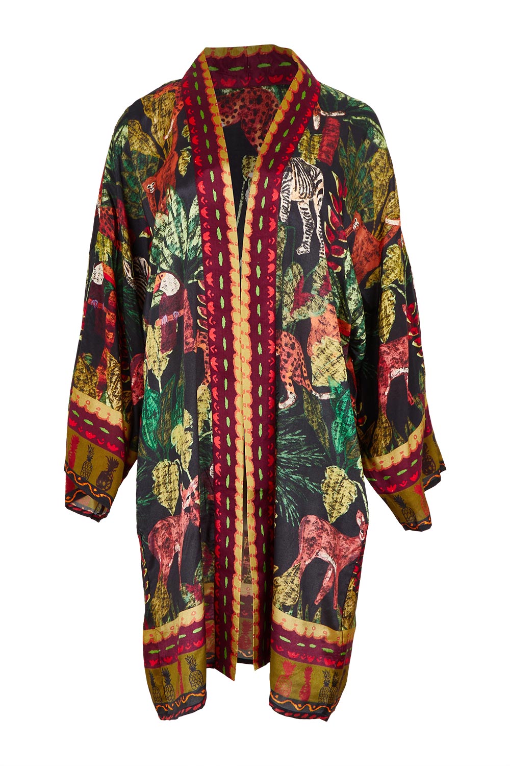 Product shot of the Amazonia Kimono in colour Amazonia, from the front