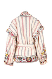 Product shot of the Embroidered Cotton Jacket in colour Print, from the back