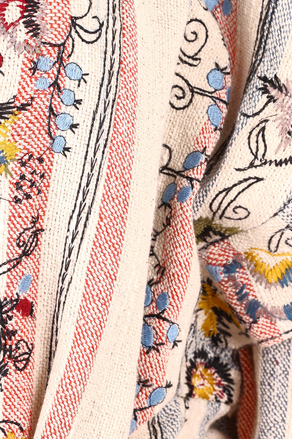 Product shot of the Embroidered Cotton Jacket in colour Print, detail