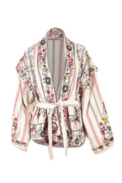 Product shot of the Embroidered Cotton Jacket in colour Print, from the front