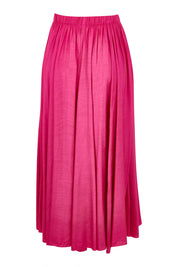 Product shot of the Lux Crushed Maxi Skirt in colour Hotpink (Pink), from the back