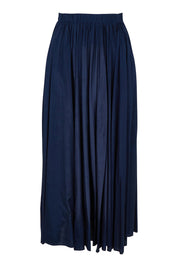 Product shot of the Lux Crushed Maxi Skirt in colour Navy (Blue), from the front