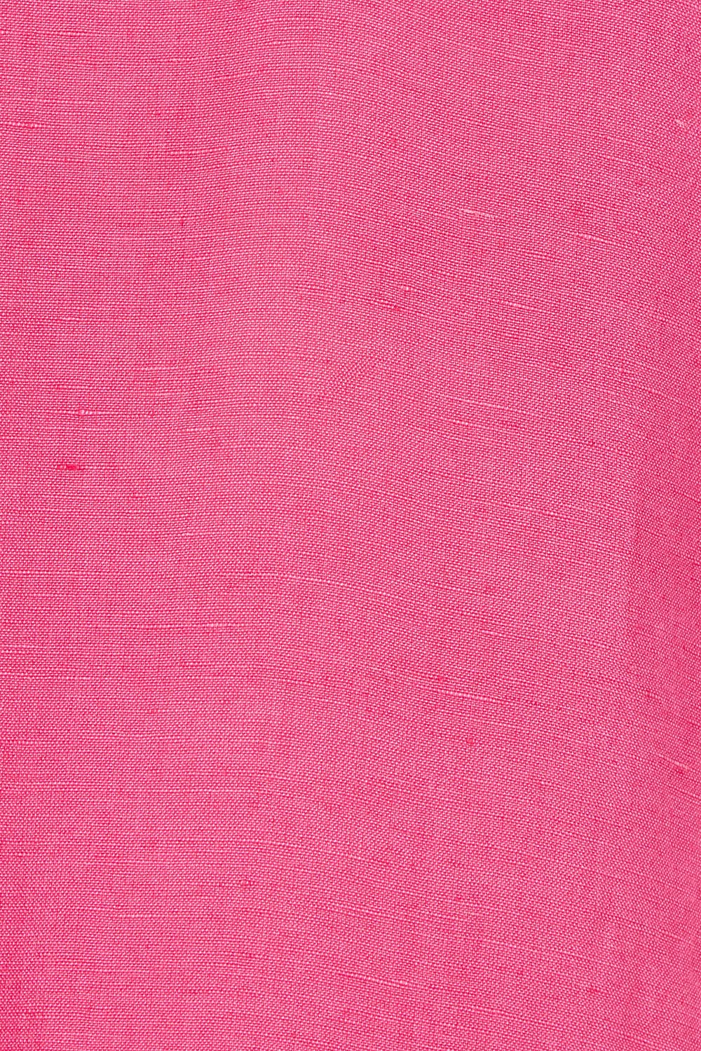 Product shot of the Linen Blend Solid Shift Dress in colour Hotpink (Pink), detail