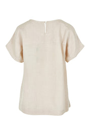 Product shot of the Linen Boxy Top in colour Sand, from the back