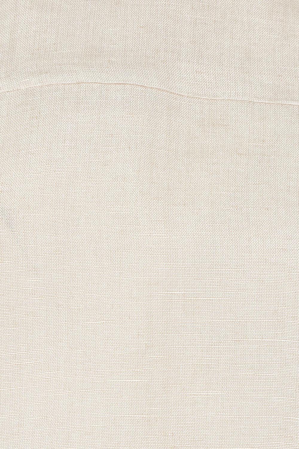 Product shot of the Linen Boxy Top in colour Sand, detail