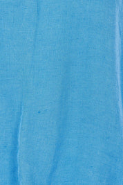 Product shot of the Gather Neck 3/4 Sleeve Linen Blend Top in colour Ibizablue (Blue), detail