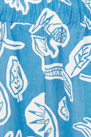 Product shot of the Linen Print Blue Pant in colour Blue (Blue), detail