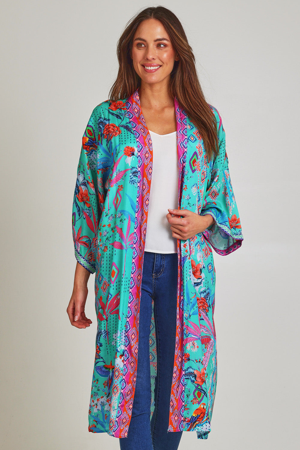 Preloved Marina Long Kimono - Print
