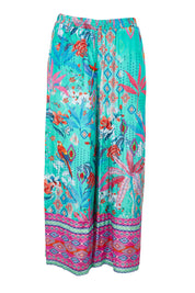Product shot of the Marina Pant in colour Print (Blue), from the front