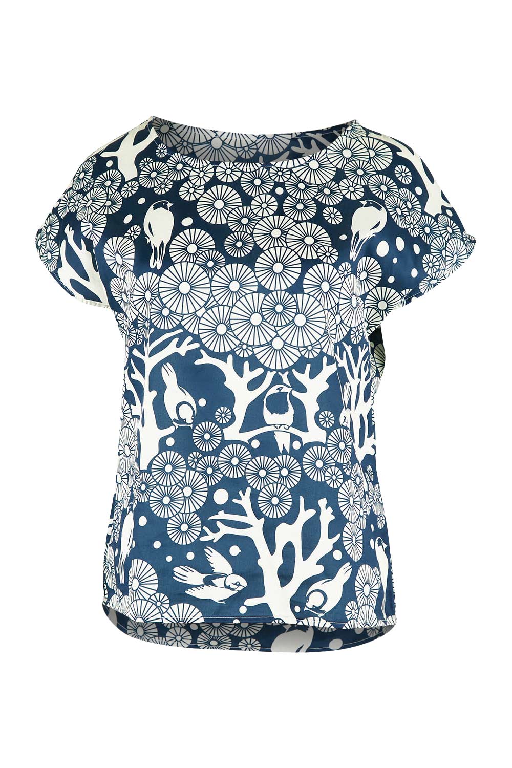 Product shot of the Mikko Tilly Top in colour Indigo (Blue), from the front