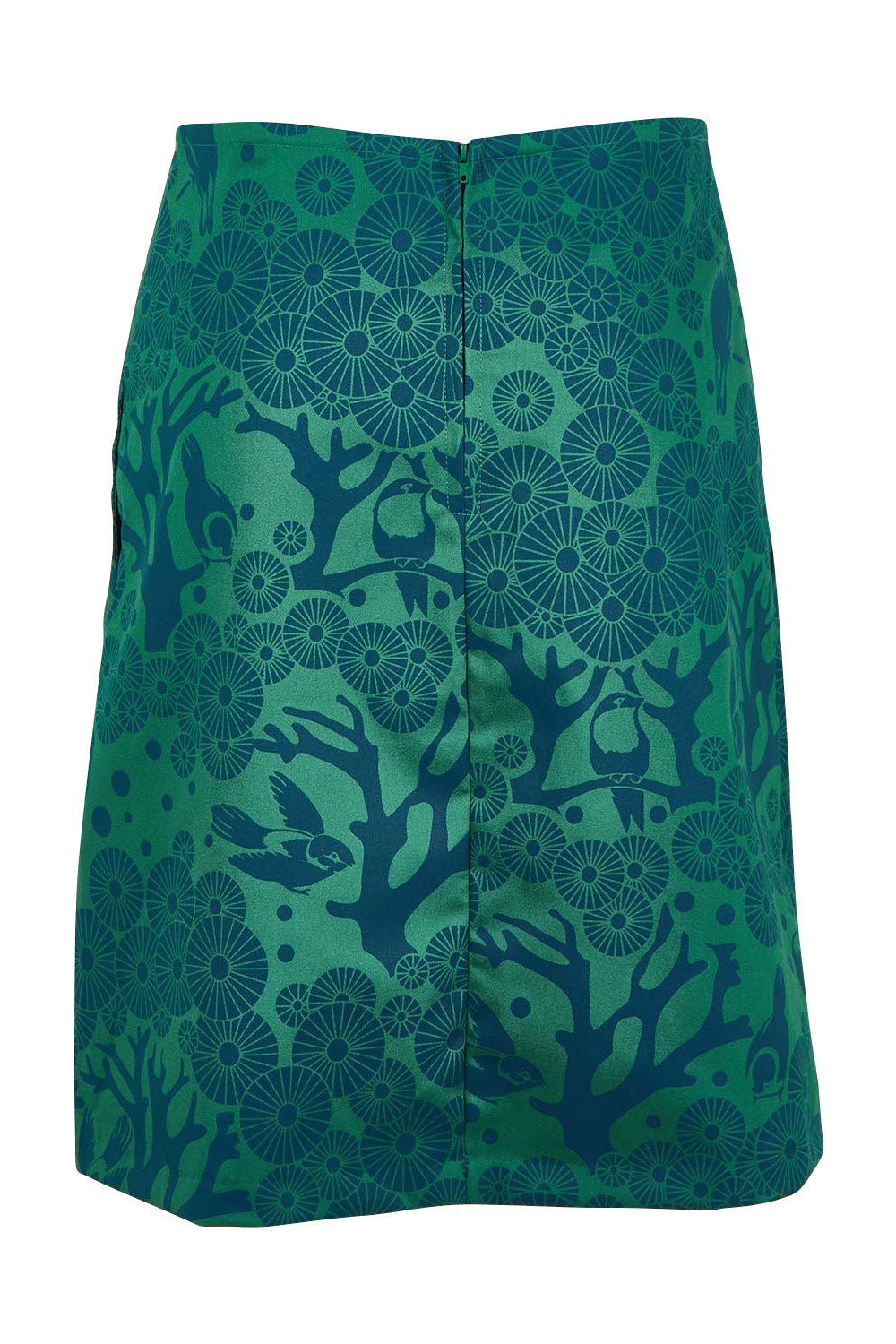 Product shot of the Sandy Cotton Short Skirt in colour Greenblue (Green), from the back