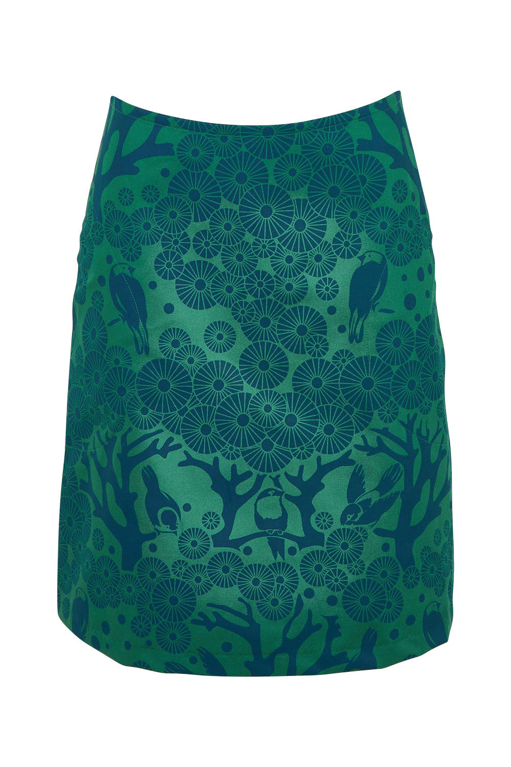 Product shot of the Sandy Cotton Short Skirt in colour Greenblue (Green), from the front