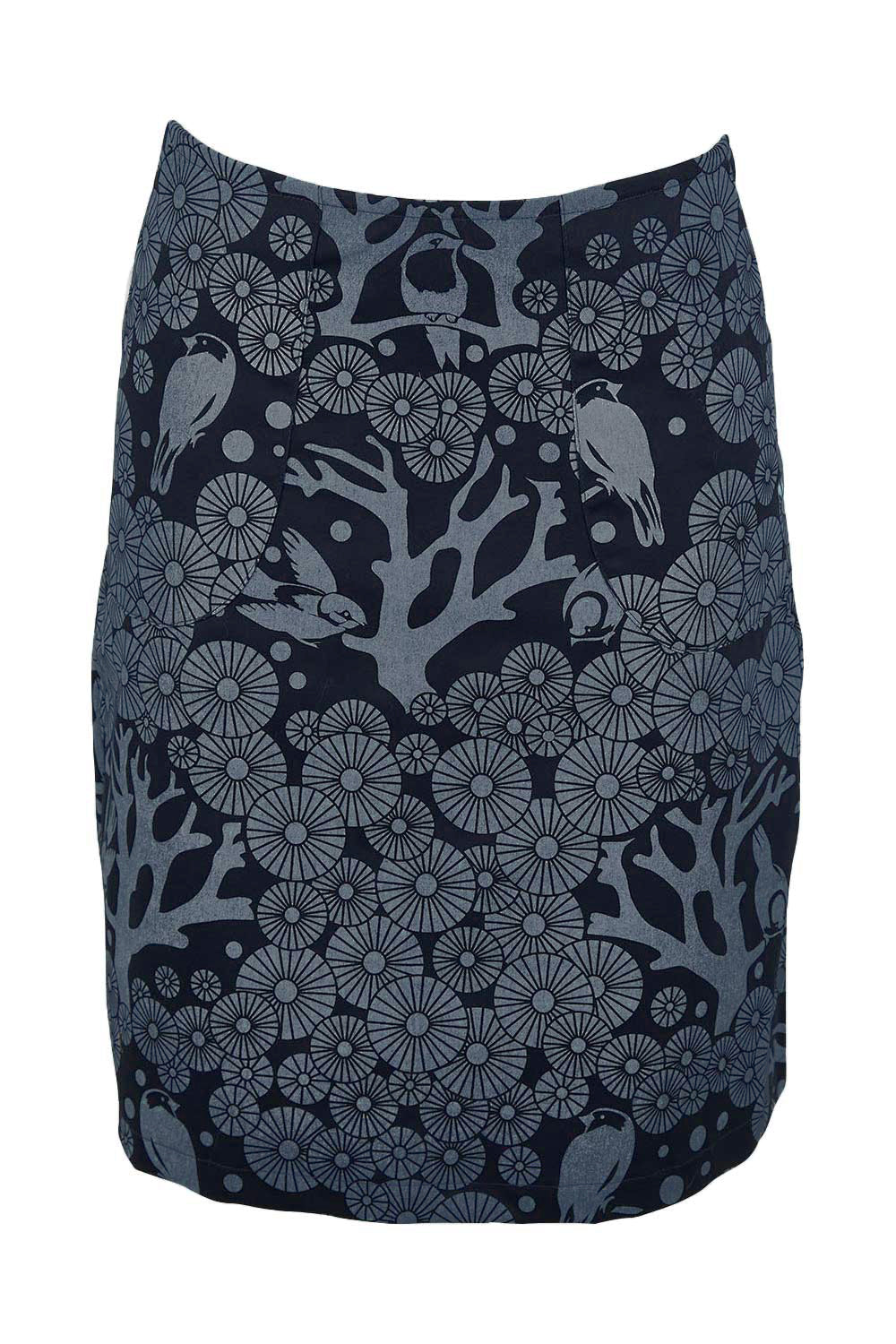 Product shot of the Mikko Zoe Skirt in colour Navy (Blue), from the front