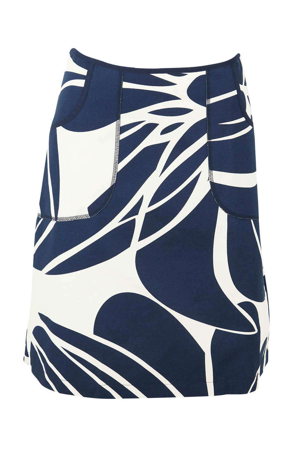 Product shot of the Avril Cotton Skirt in colour Indigo (Blue), from the front