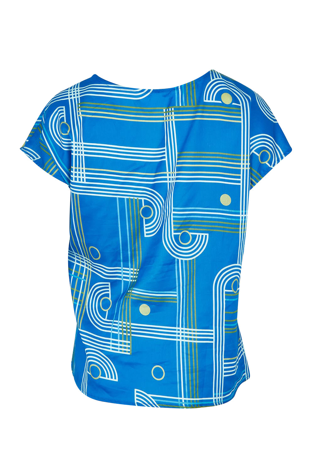 Product shot of the Tilly Cotton Top in colour Blue (Blue), from the back