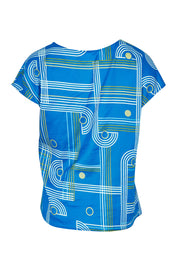 Product shot of the Tilly Cotton Top in colour Blue (Blue), from the back