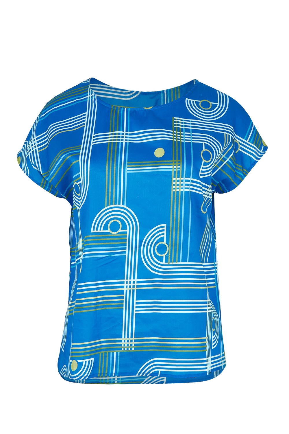 Product shot of the Tilly Cotton Top in colour Blue (Blue), from the front