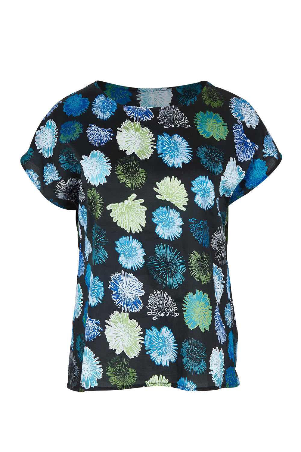 Product shot of the Tilly Cotton Top in colour Black (Black), from the front