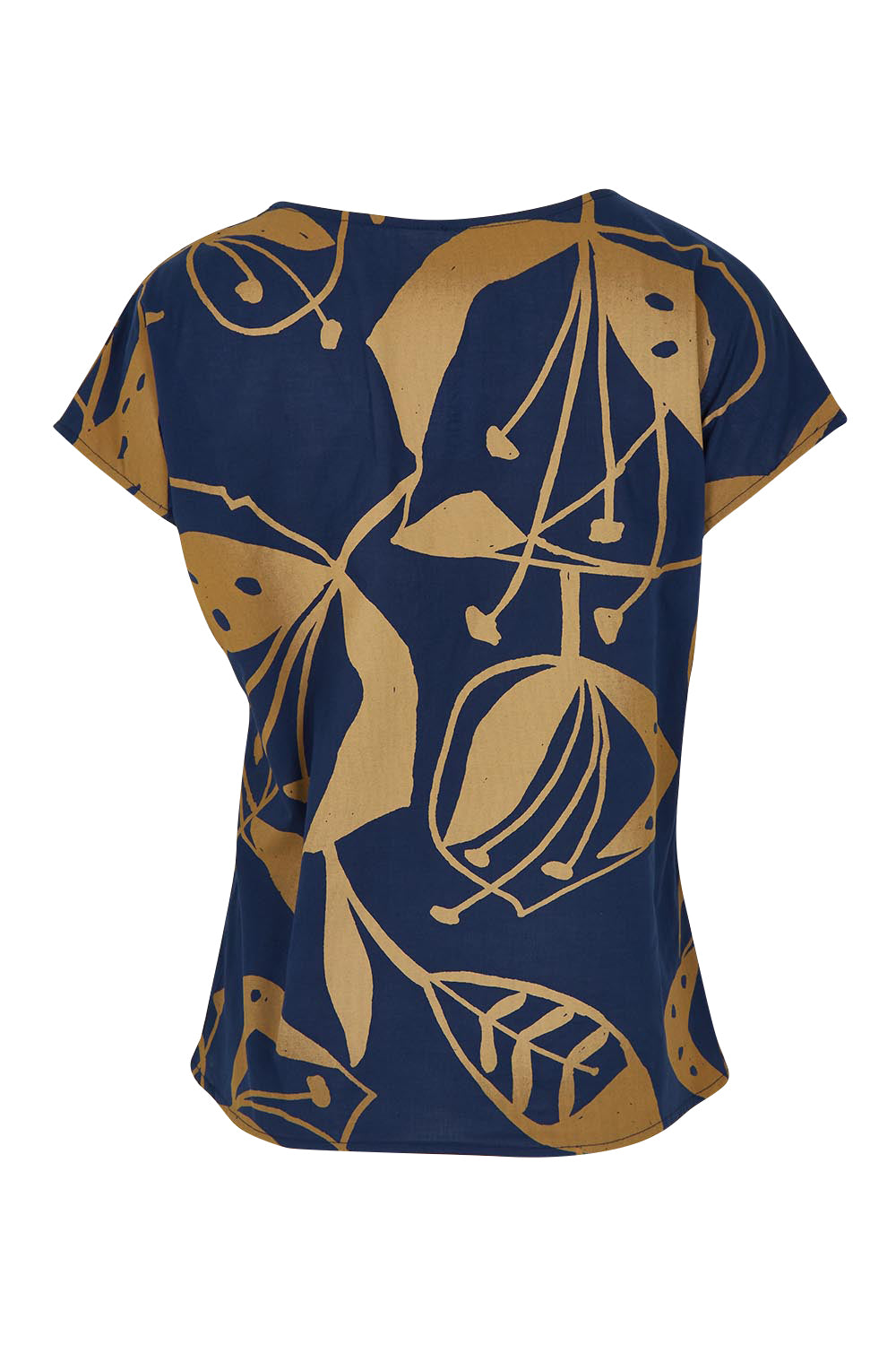 Product shot of the Tilly Cotton Top in colour Navy (Blue), from the back