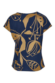 Product shot of the Tilly Cotton Top in colour Navy (Blue), from the back