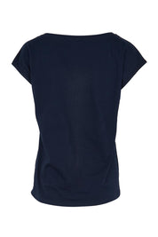 Product shot of the Bobby Top - Navy in colour Navy, from the back