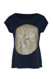 Product shot of the Bobby Top - Navy in colour Navy, from the front