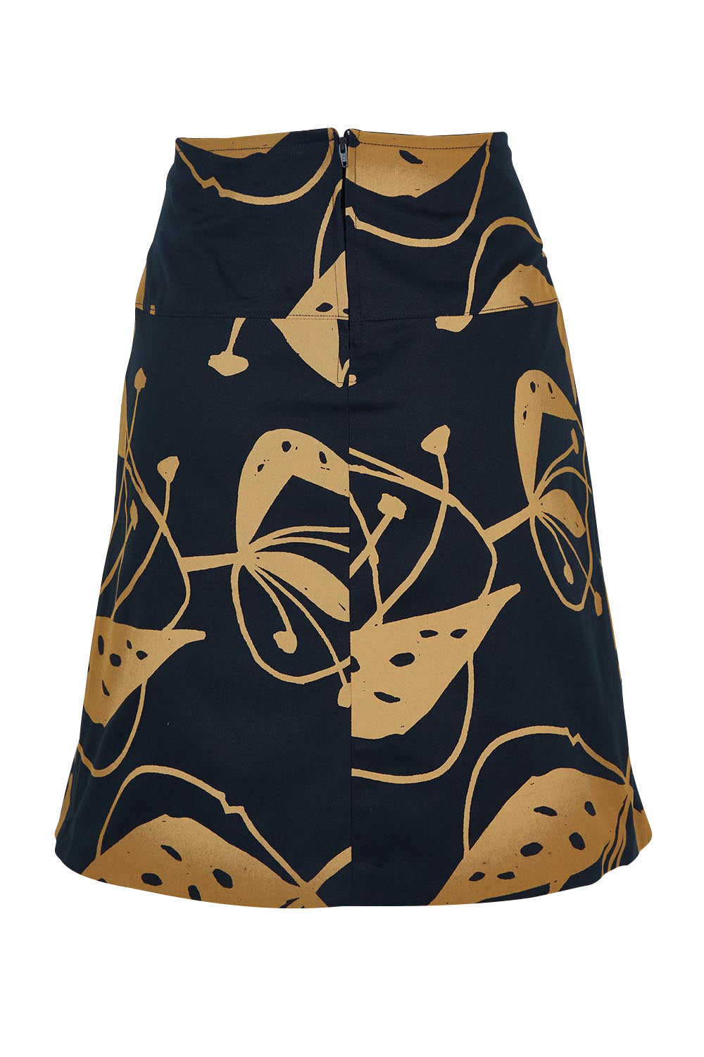 Product shot of the Ivy Cotton Skirt in colour Navy (Blue), from the back
