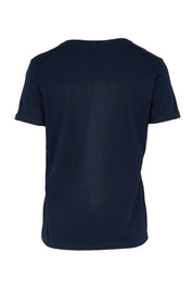 Product shot of the Girlfriend Tee - Navyorange in colour Navyorange, from the back